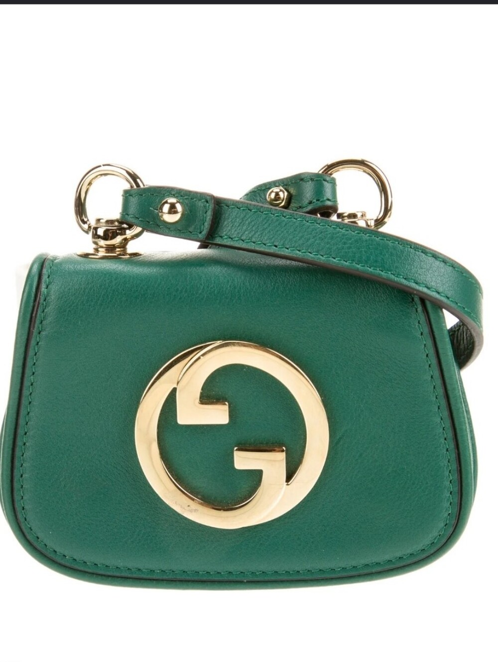 Gucci Blondie Interlocking G Green Mini Leather Crossbody Shoulder Bag